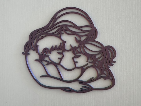 Mom with Son and Daughter Line Wall Art