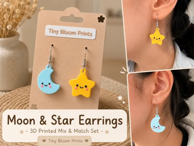 Moon & Star Mix and Match Earrings