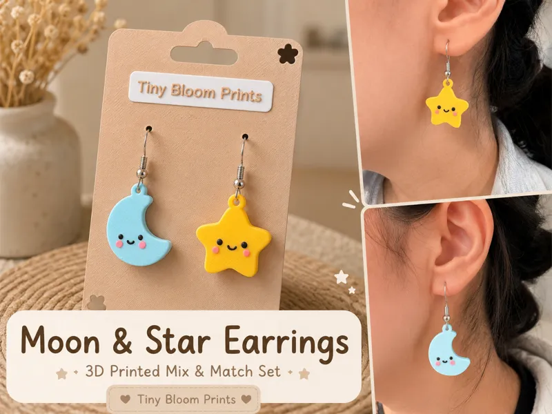 Moon & Star Mix and Match Earrings