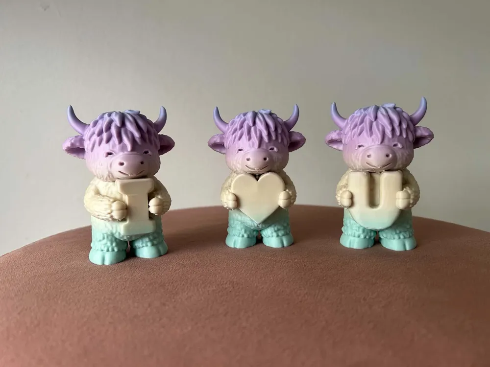 Coaws Model Cute Highland Cows I Love U - Free 3D Print Model - MakerWorld