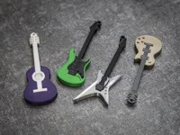 Each guitar on a separate plate