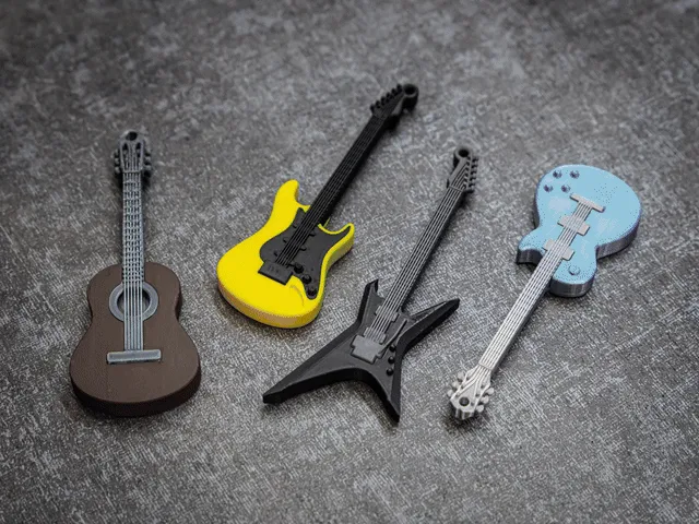 Mini Guitar Keychains - Pack 1