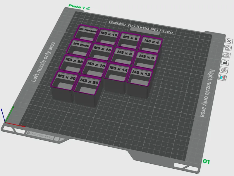 M3 Gridfinity Screw Bins