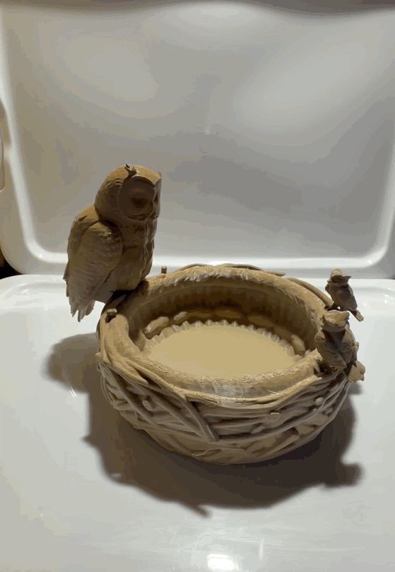 Owl Nest with Momma and babies catch tray