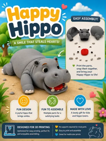 Accesorio para impresora 3D: Happy Hippo (multipart, no AMS) — vista de referencia 2