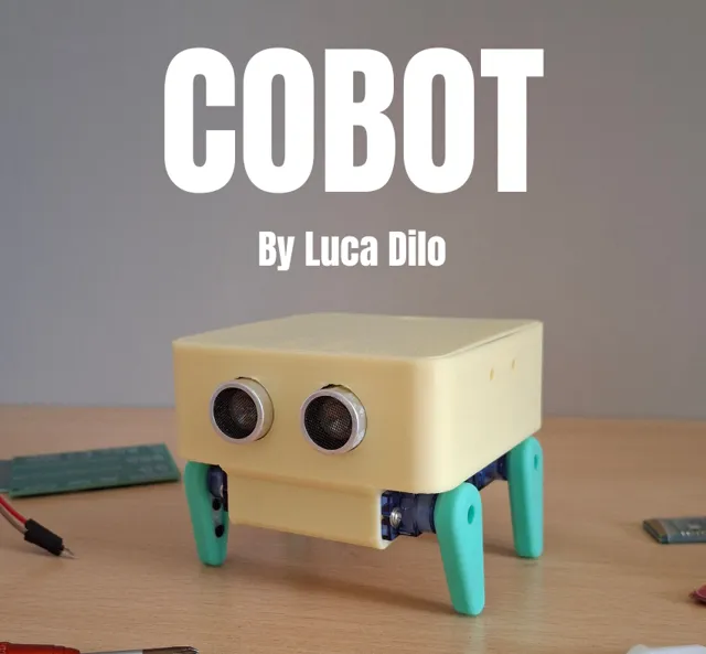 COBOT: Four servo legs and distance sensor robot