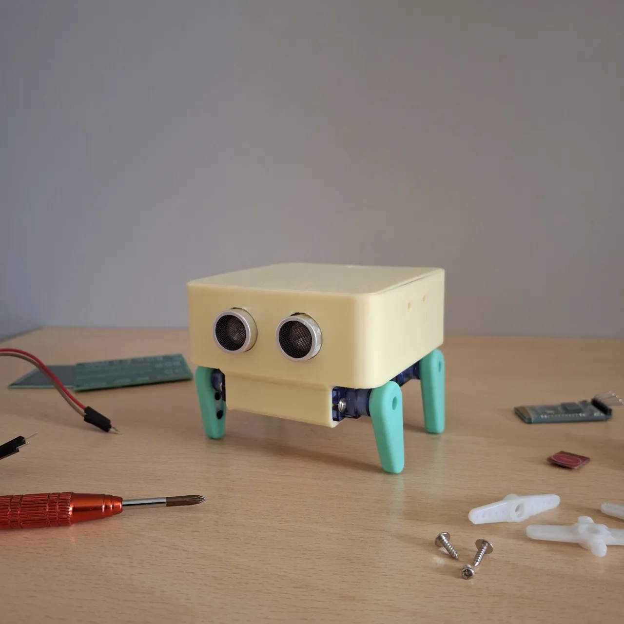 COBOT: Four servo legs and distance sensor robot view 3