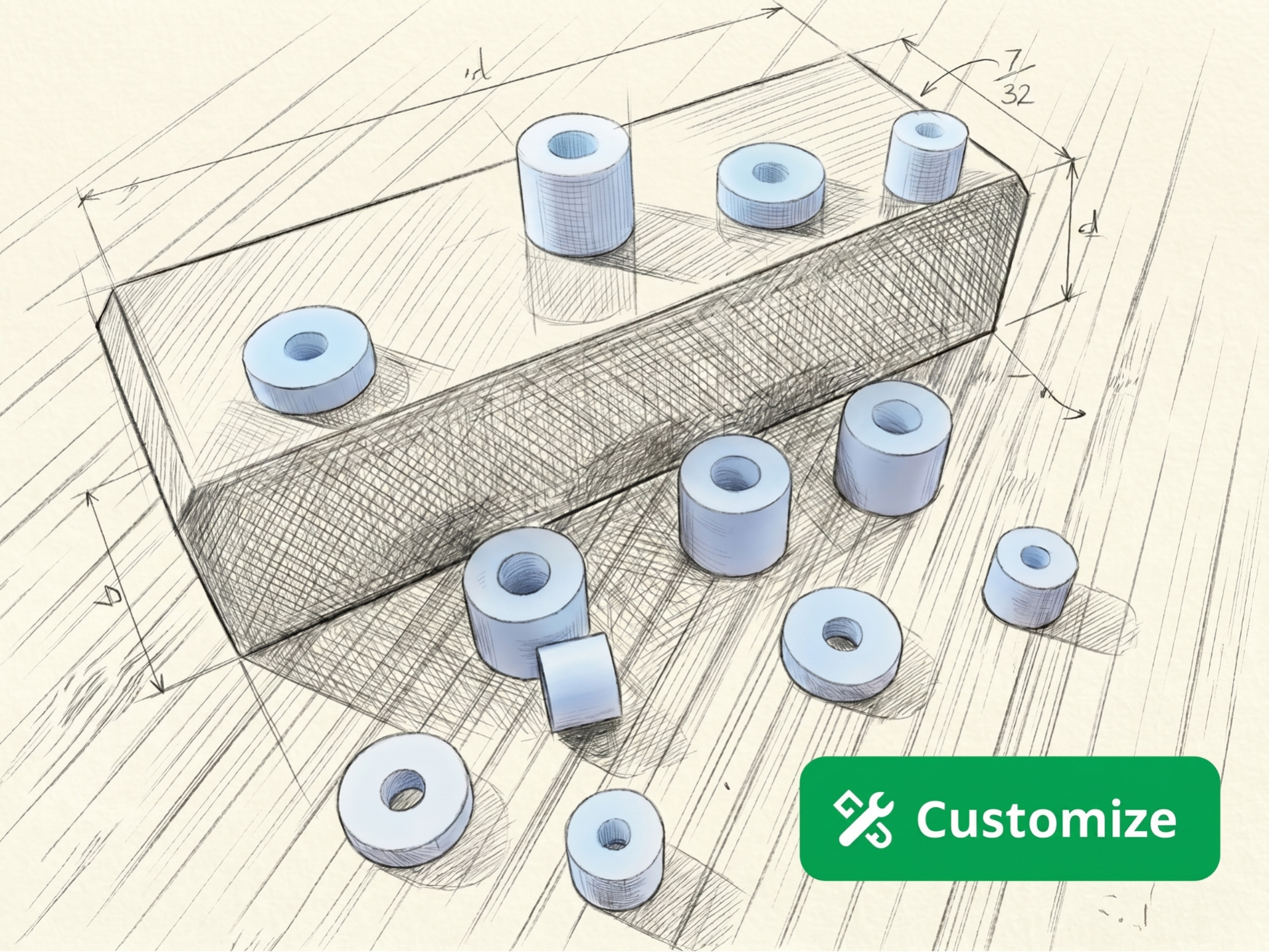 Parametric Spacer, Standoff & Washer Generator