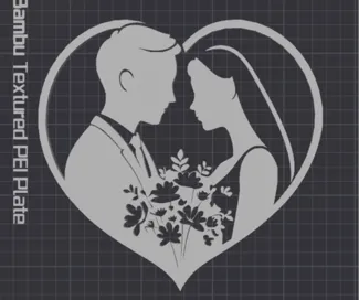 Wedding Bride & Groom Heart Shape Medallion