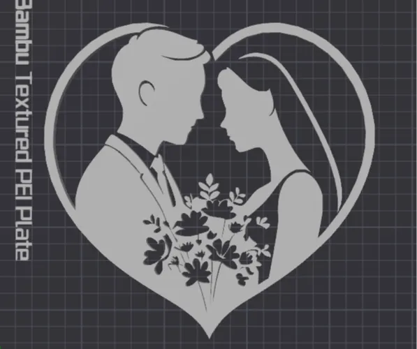 Wedding Bride & Groom Heart Shape Medallion