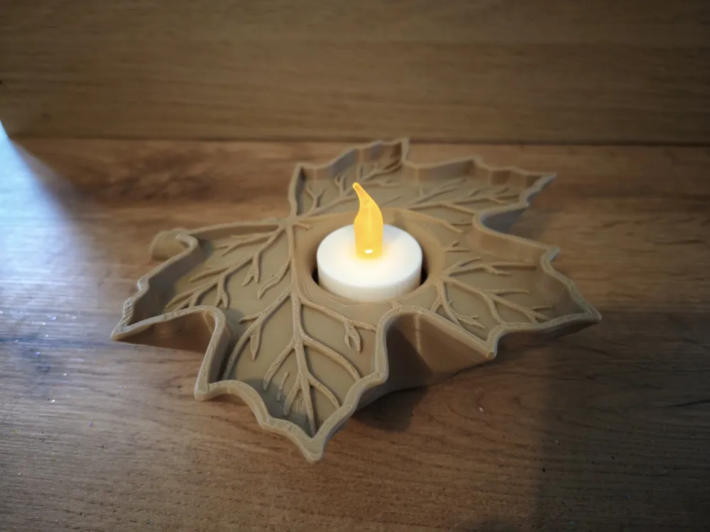 Realistic Maple Leaf Tealight Stand - Free 3D Print Model - MakerWorld