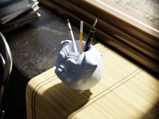 Pug dog paintbrush/pen holder