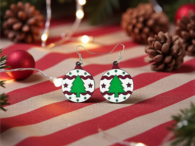 Christmas tree ball earrings