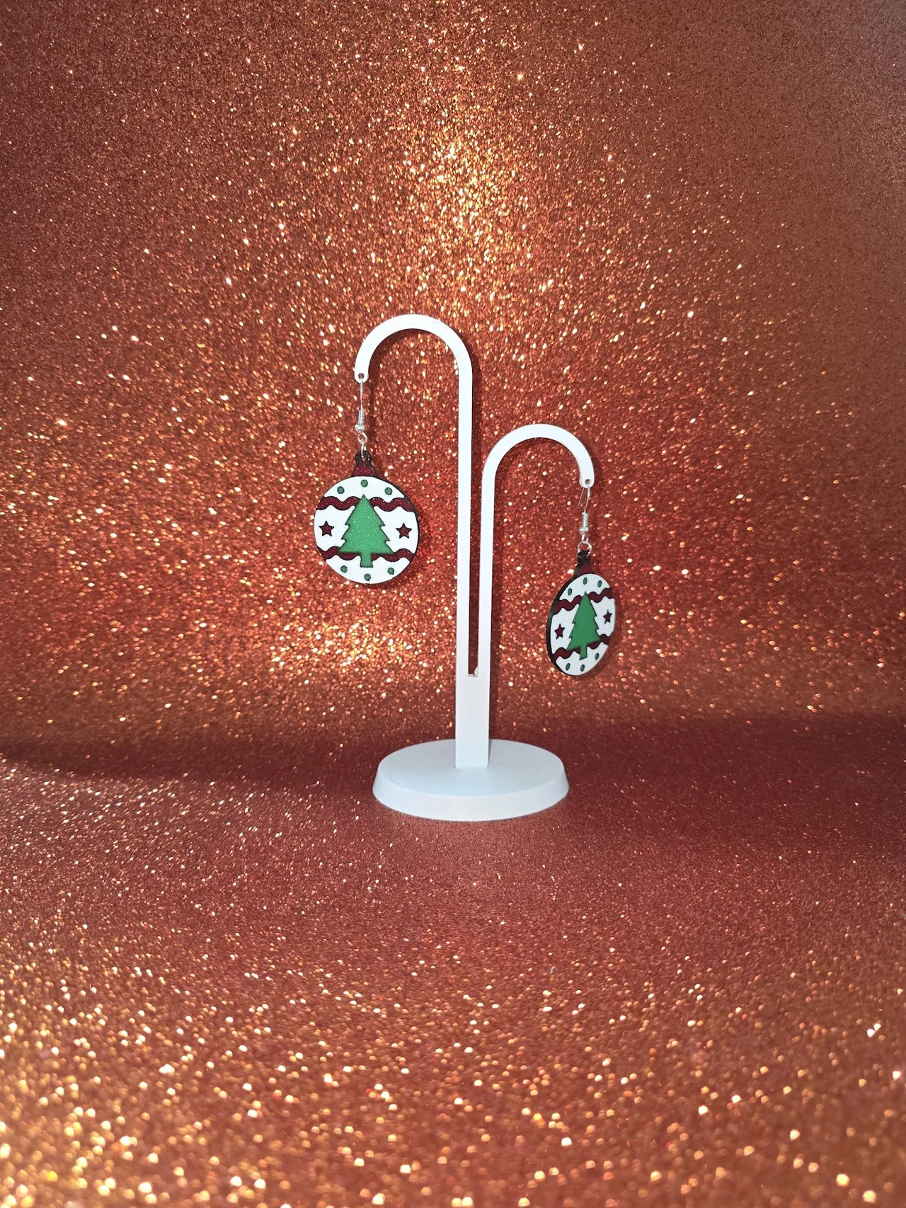 Christmas tree ball earrings view 3