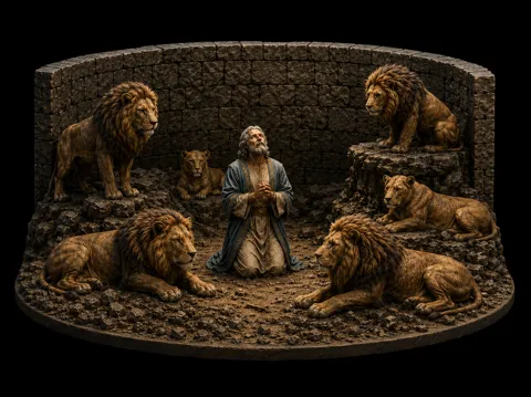 Escenografía en miniatura: Daniel in the Lions' Den Biblical 3D Diorama — referencia de MakerWorld