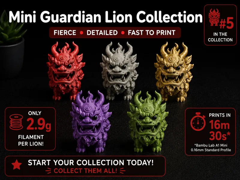 Tiny Guardian Lion – Fierce, Detailed & Very Small