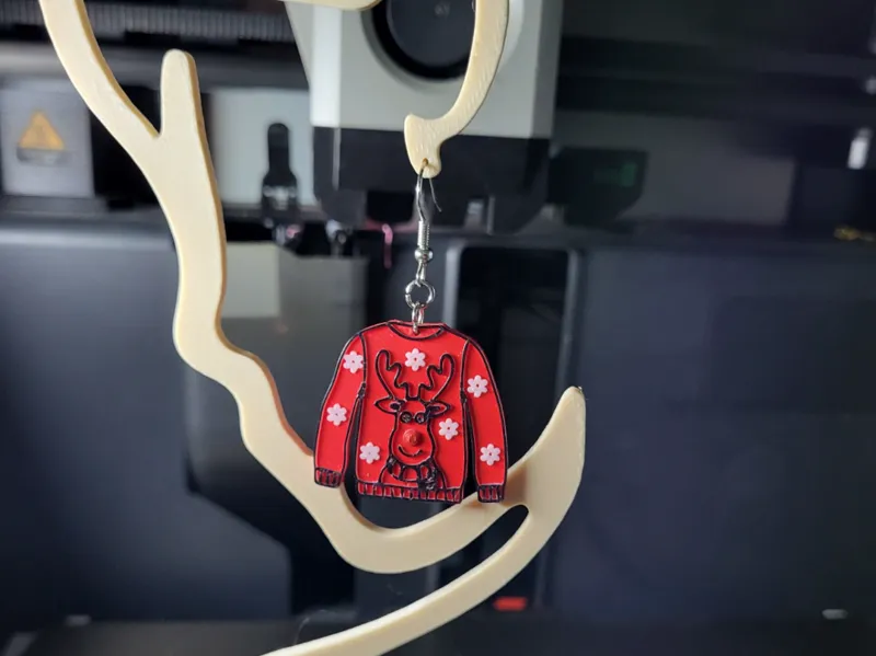 Reindeer christmas sweater earring 