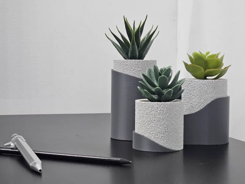Three Vases in a Modern Curved Shape