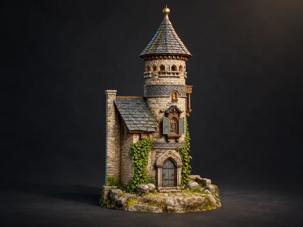 Fantasy Medieval Tower – Detailed Diorama - Free 3D Print Model ...