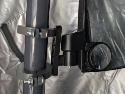 Adapter for golf cart mirrors to secure to tubes