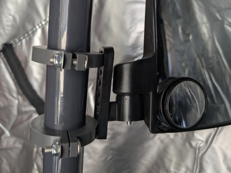 Adapter for golf cart mirrors to secure to tubes