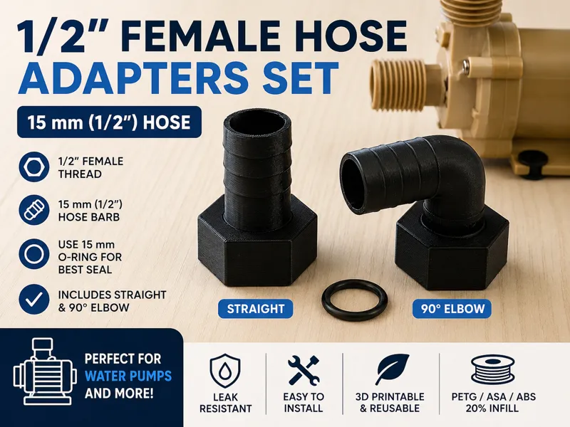 1/2" Female Hose Adapter Set - 15 mm (1/2") Hose