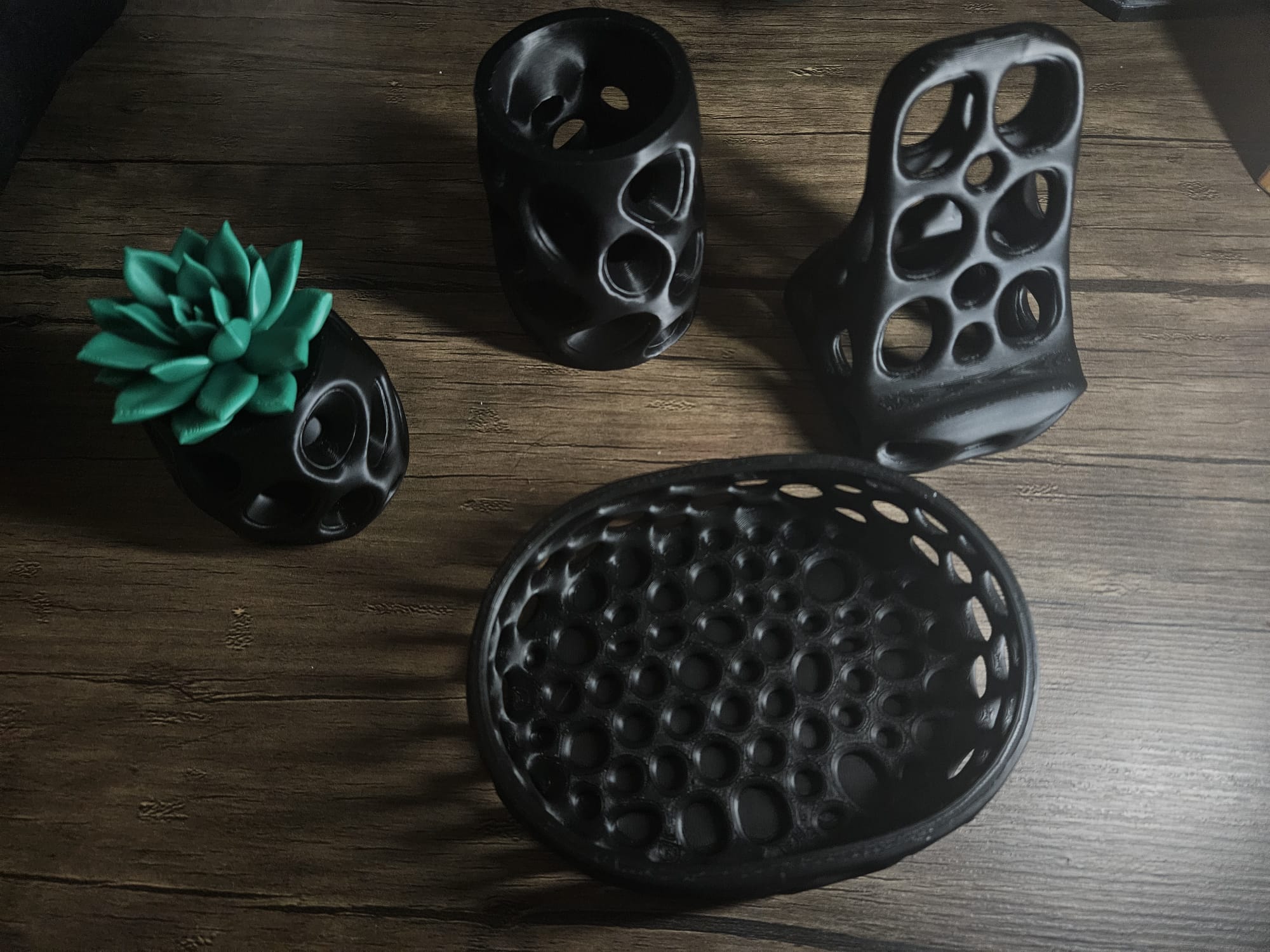3D модель Набір органайзерів для столу 4 в 1 — стиль Вороної | Voronoi Desk Set — 3D друк Львів