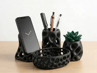 Set Scrivania 4 Pezzi Design Moderno Stile Voronoi