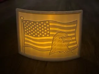 Flag and Hawk (hand drawn by me) Lithophane
