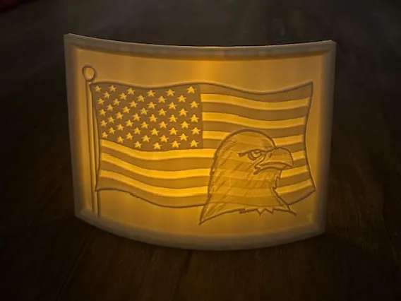 Flag and Hawk (hand drawn by me) Lithophane