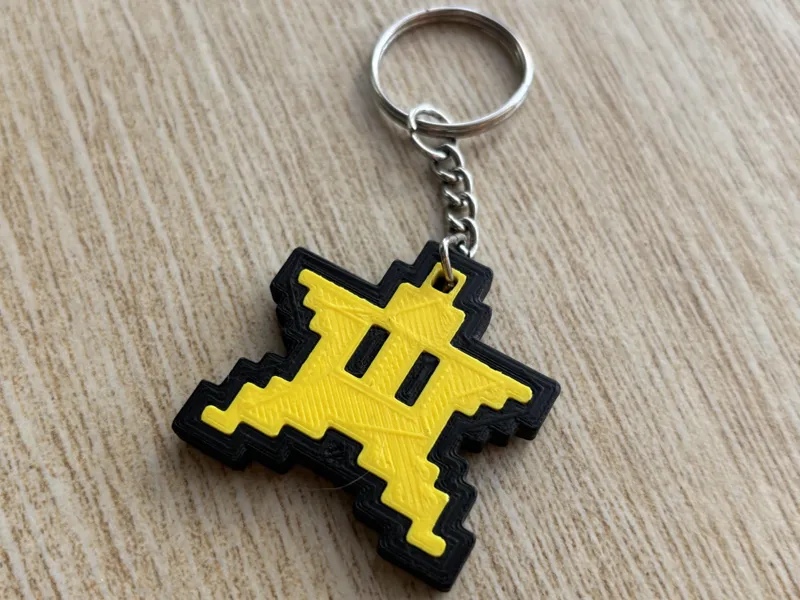 8-bit Mario Star Multipart Keychain