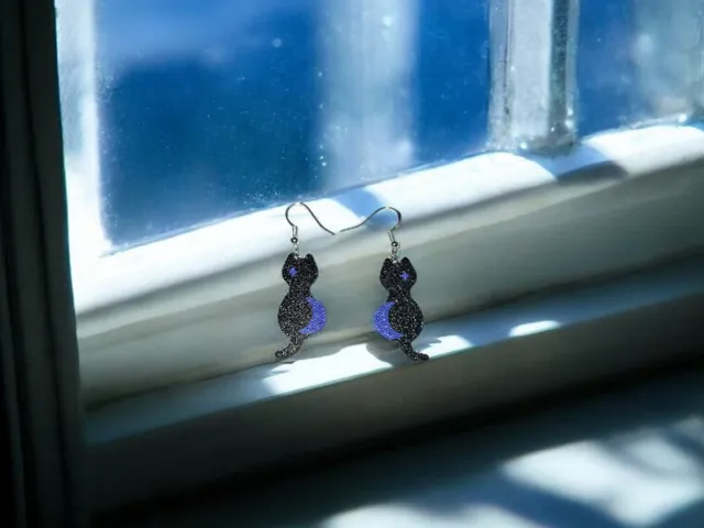 Cat in the night earrings