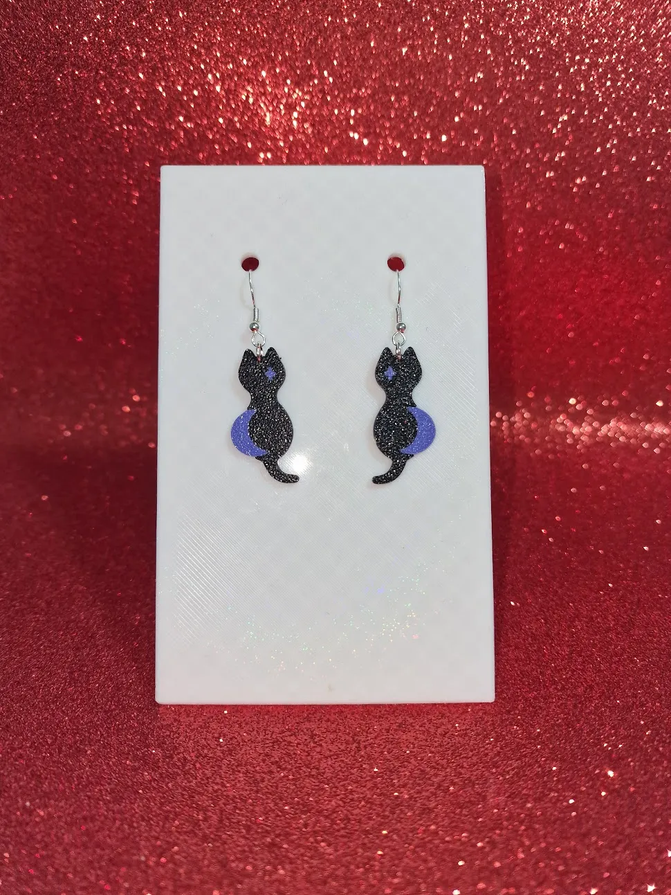 Cat in the night earrings view 2