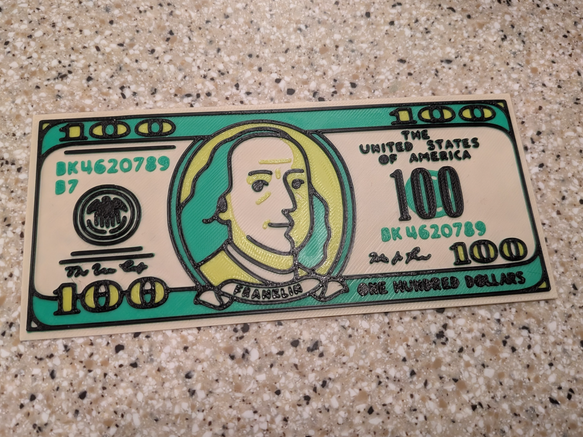 $100 Textured Bookmark