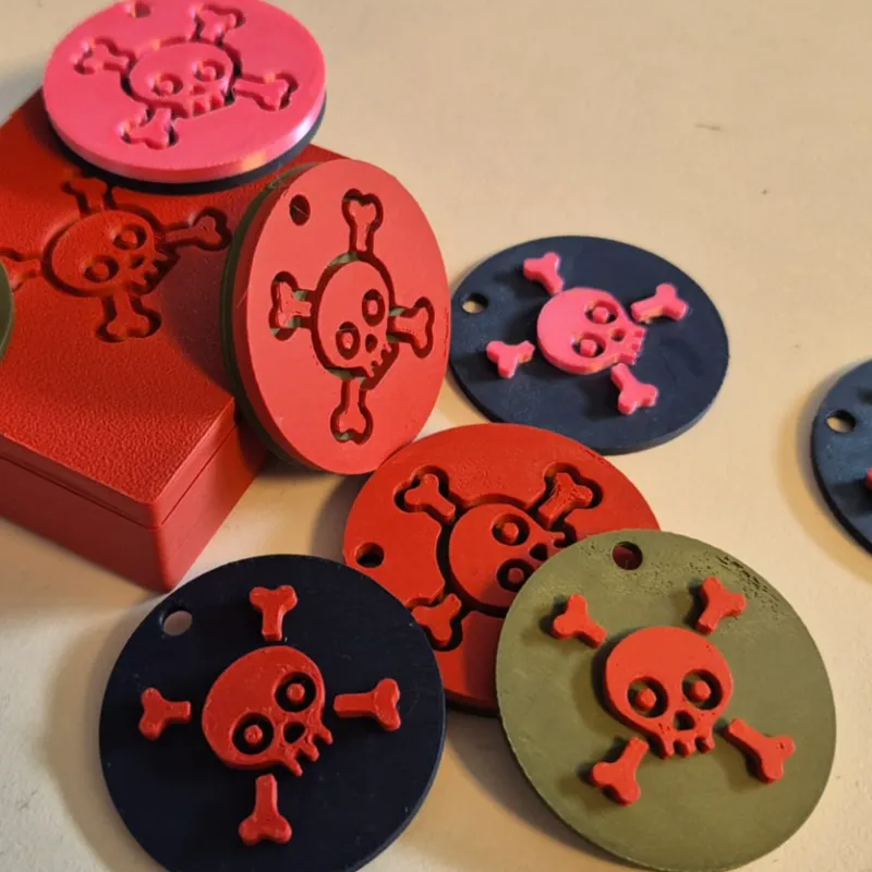 Keychain Halloween Skull Chip + Sketch