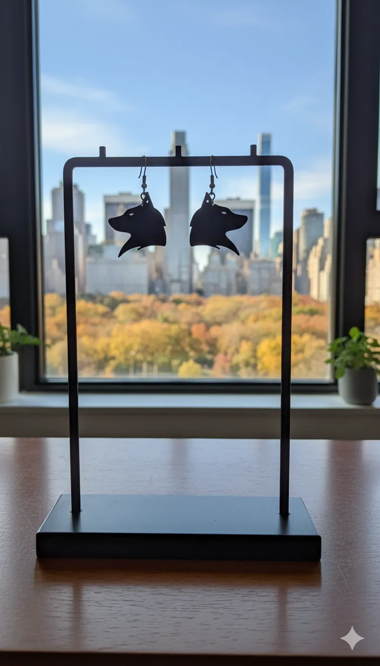 Wolf Head Earrings view 2