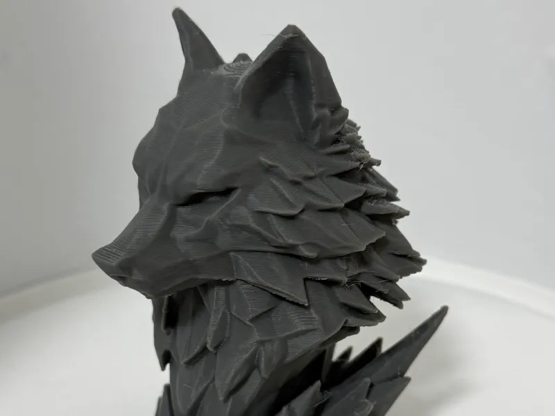 Low Poly Geometric Wolf Head Sculpture