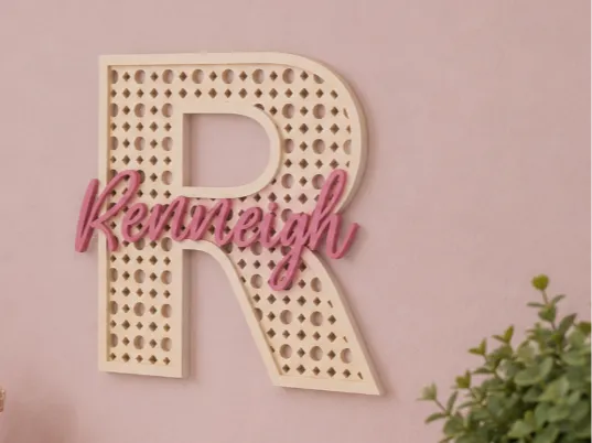 Personalised Lattice Initial Alphabet Plaque