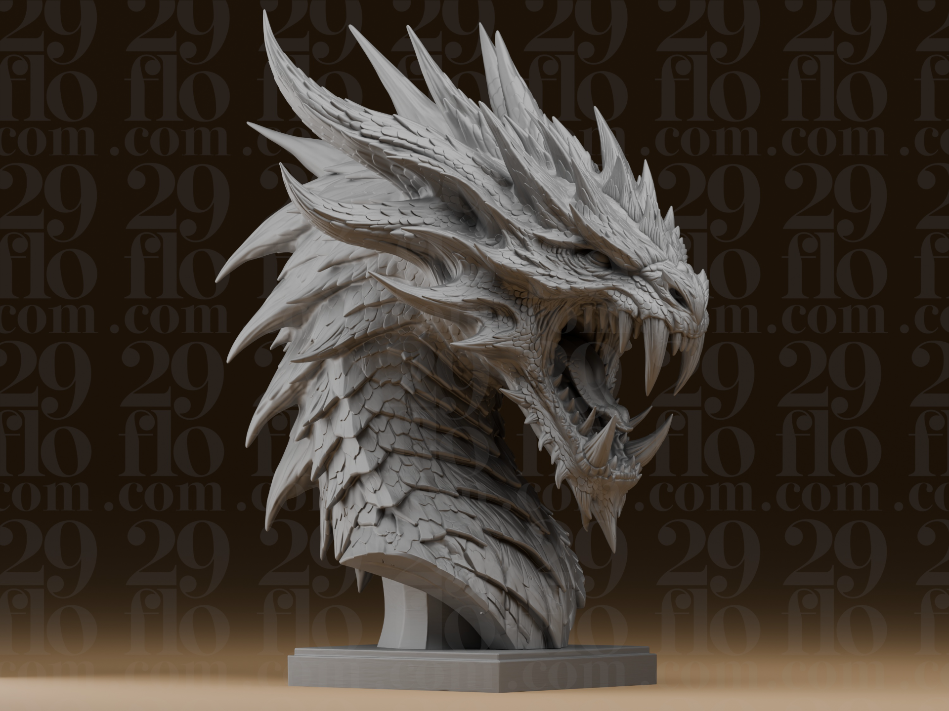 #261 Roaring Dragon Head Resin Bust