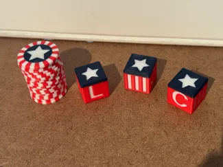 Americana Left Right Center Dice Game with Chips