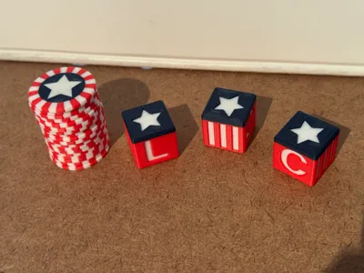 Americana Left Right Center Dice Game with Chips