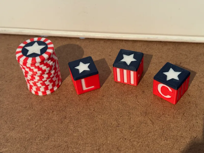 Americana Left Right Center Dice Game with Chips