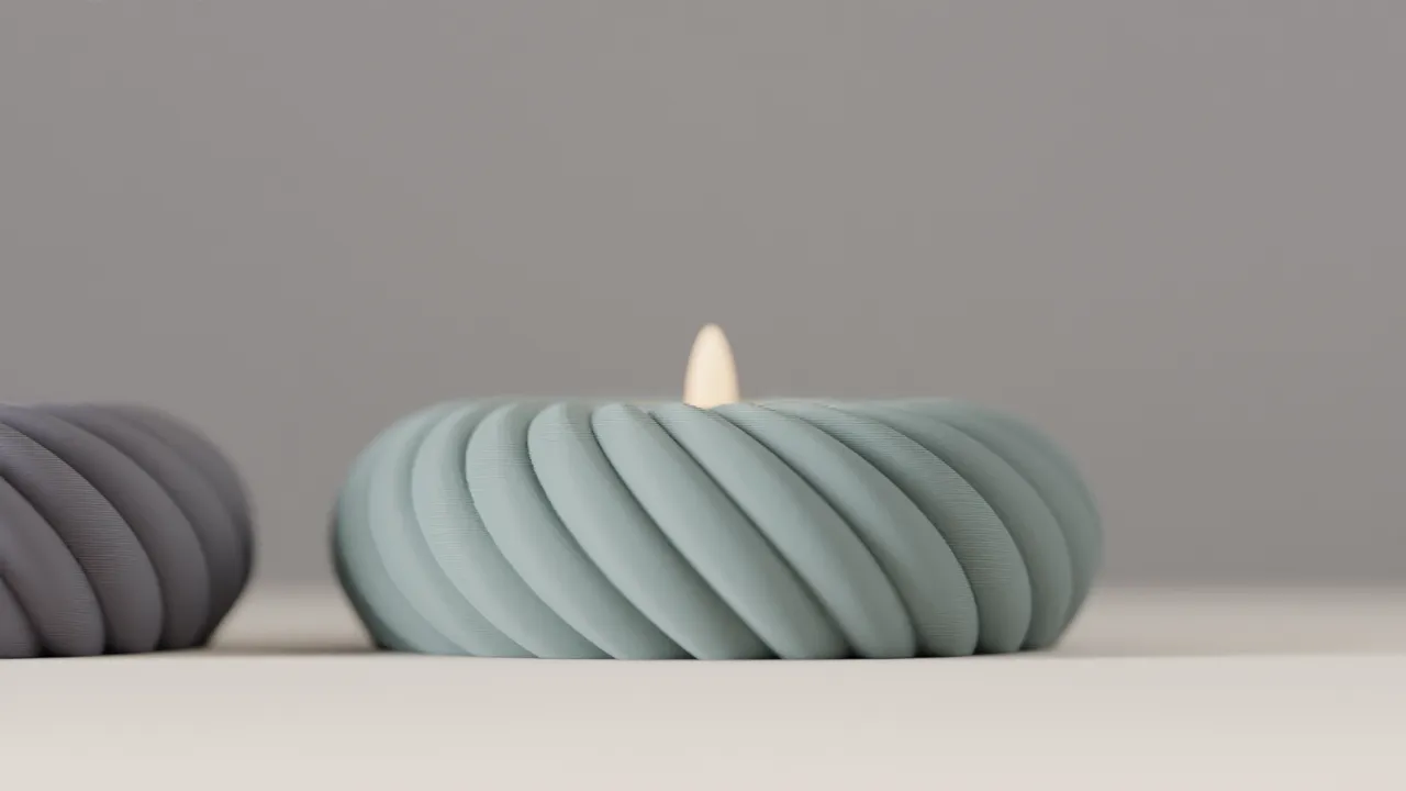 led candle holder. Coiled rope Tealight stand. view 3