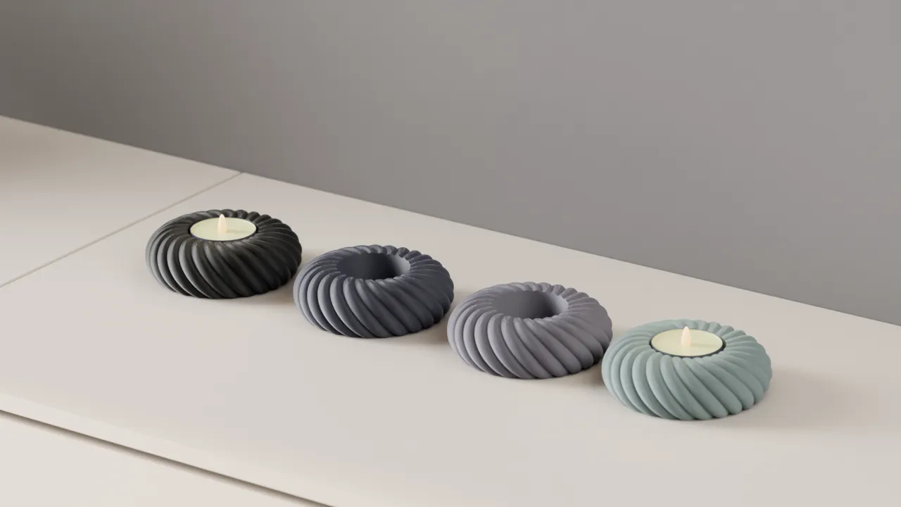 led candle holder. Coiled rope Tealight stand. view 2