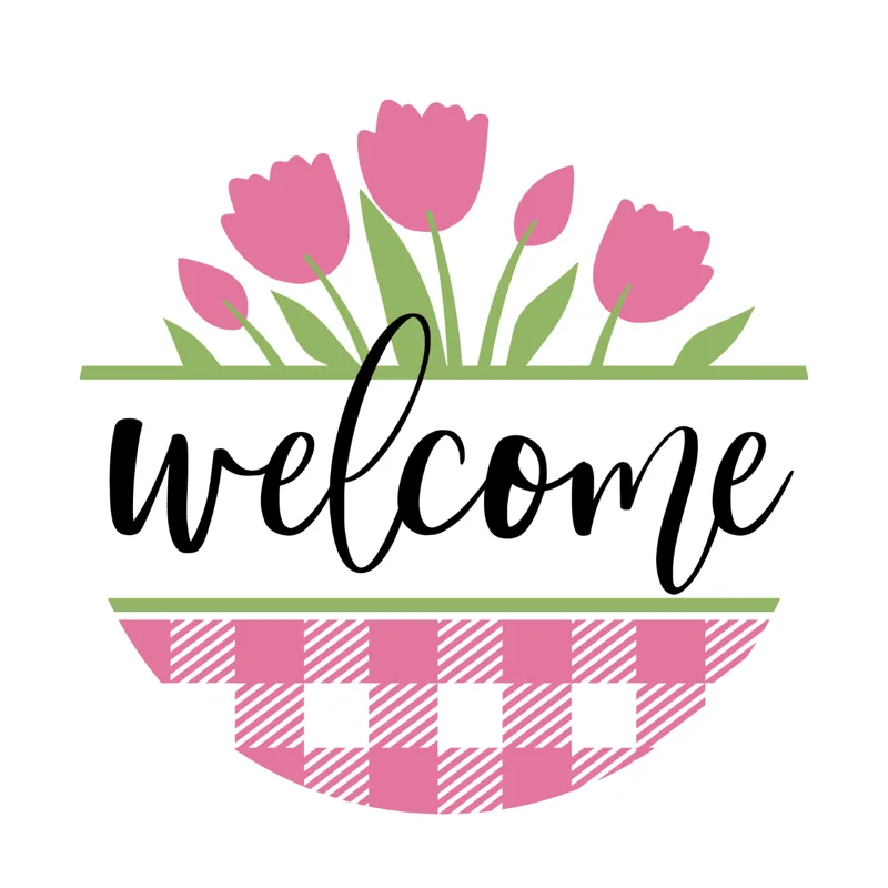Welcome pink plaid( decoration door