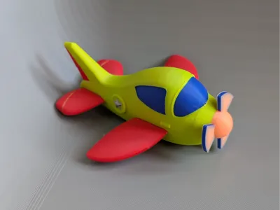 Cartoon Toy Plane with Spinning Propeller