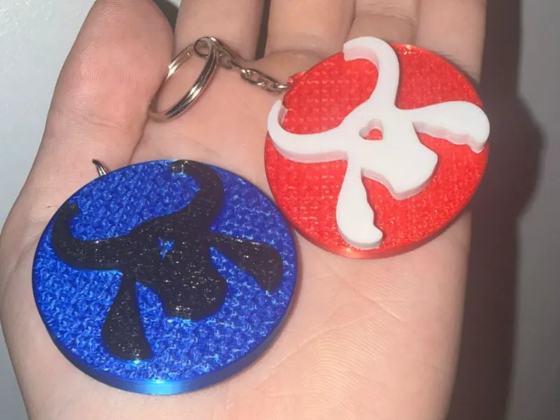 Chaveiro Azul e Vermelho 