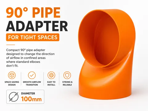 Adaptador: 100mm 90° Pipe Adapter for Tight Spaces — referencia de MakerWorld