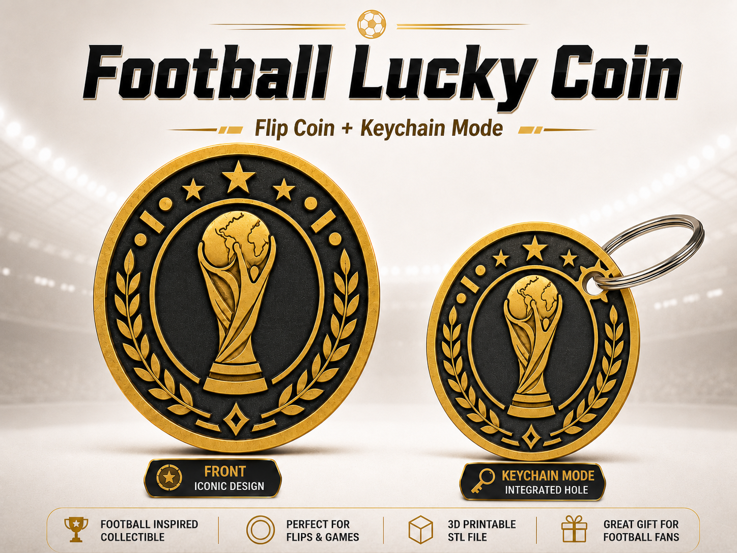 Football Lucky Coin / charm + Keychain