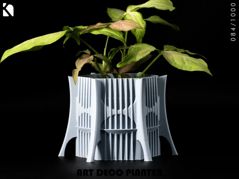 Art Deco Planter pot & Drip tray - 4